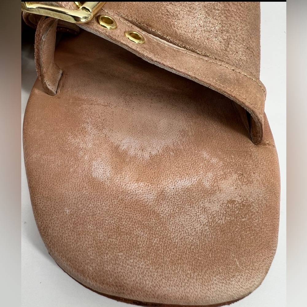 Free People Tan Metallic Suede Slide Sandals - Picture 5 of 6